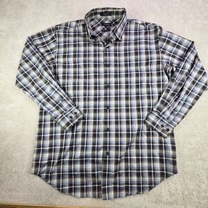 Viyella Mens Plaid Button Down Shirt‎ Size L Long Sleeve No Iron Cotton